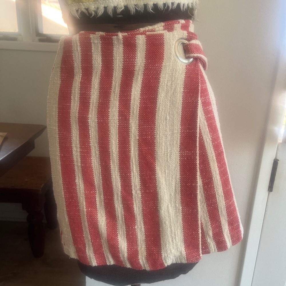 Free People It’s A Wrap Red and White Striped Women's Skirt Size XS